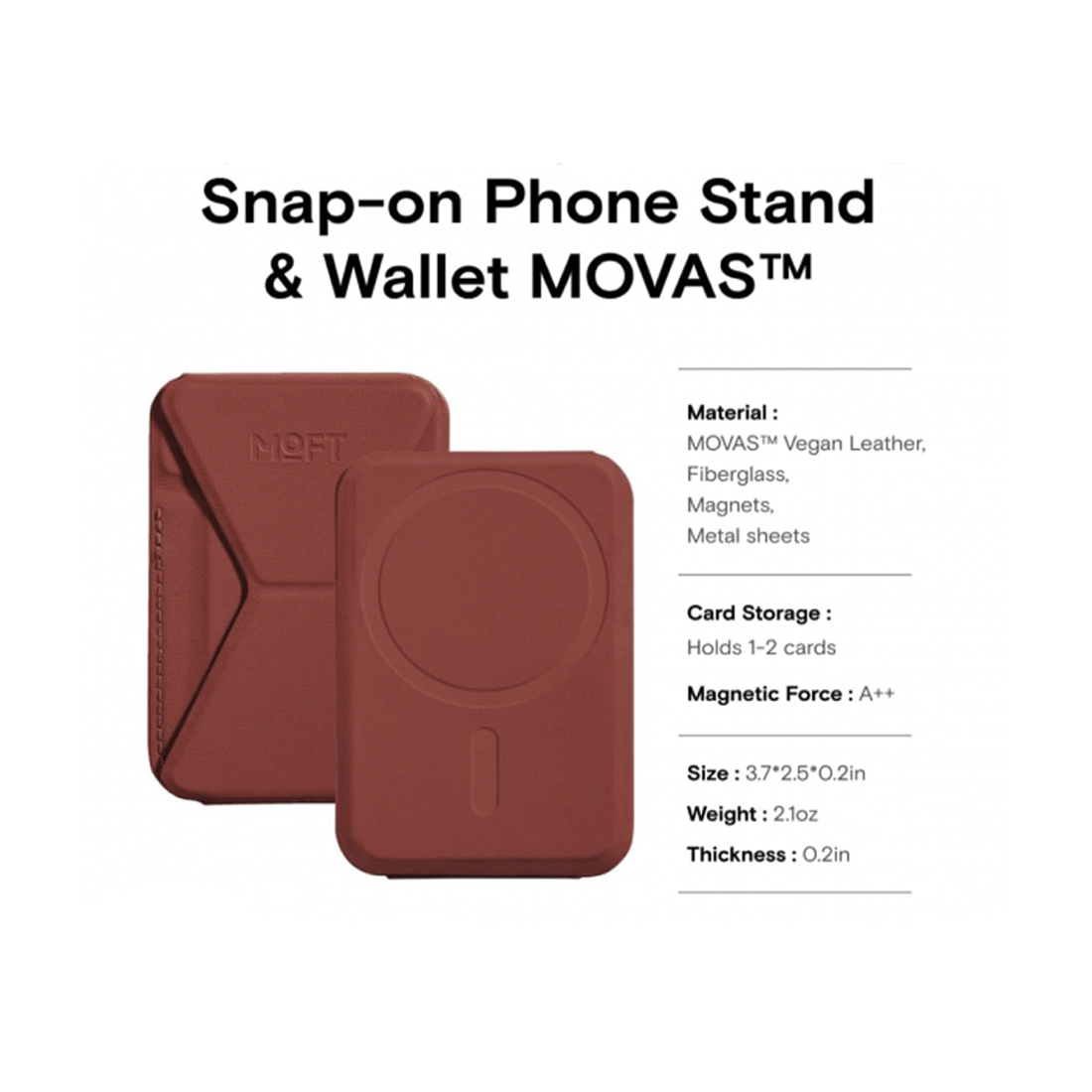 MOFT Snap-on Phone Stand & Wallet Movas - Seinna Brown - أكسسوارات - Store 974 Electronics WLL  | ستور٩٧٤ للالكترونيات ذ.م.م