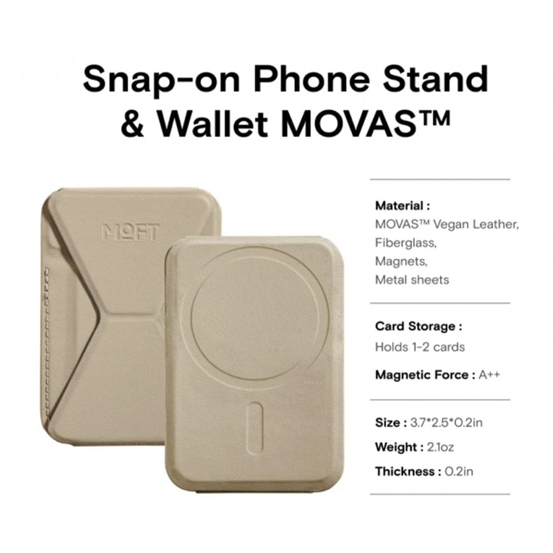 MOFT Snap-On iPhone Stand & Wallet Movas - Beach White - أكسسوارات - Store 974 Electronics WLL  | ستور٩٧٤ للالكترونيات ذ.م.م