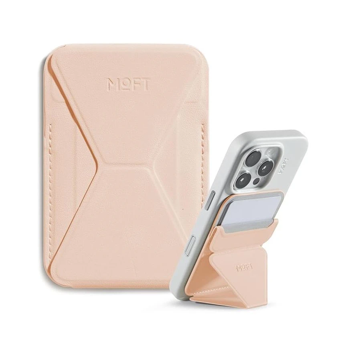 MOFT Snap-On iPhone Stand & Wallet Movas - Peach pink - أكسسوارات - Store 974 Electronics WLL  | ستور٩٧٤ للالكترونيات ذ.م.م