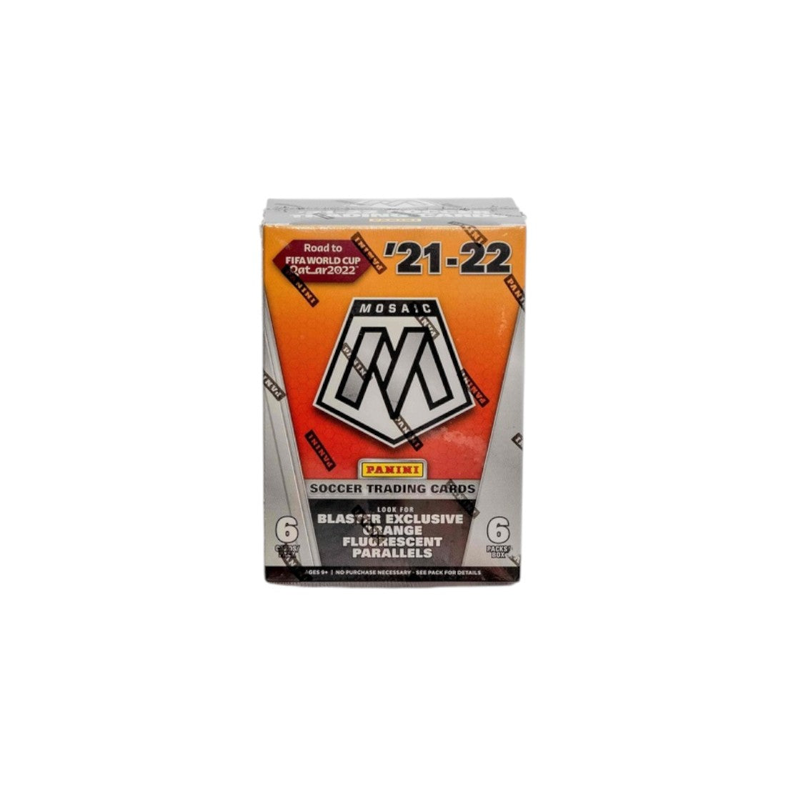 Panini Mosaic Road to FIFA World Cup Qatar 2022 Soccer Look for Blaster Exclusive Orange Fluorescent Parallels 2021-2022 Blaster Exclusive - بطاقة ألعاب