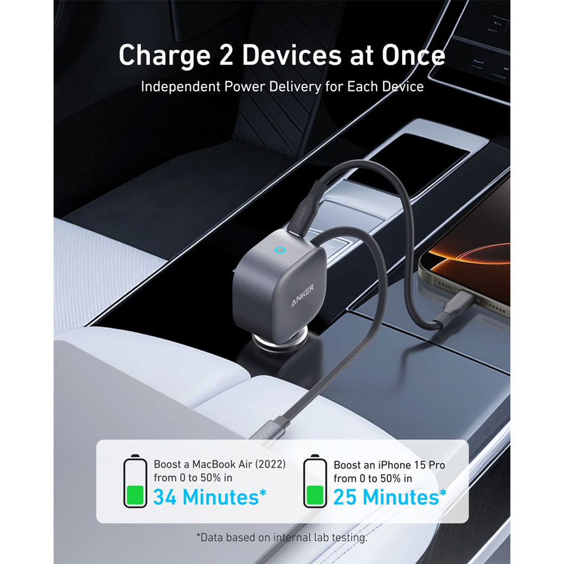 Anker Nano Car Charger (75W, USB-C Port, Built-in Retractable USB-C Cable) – شاحن Anker Nano Car Charger (75W, USB-C Port, Built-in Retractable USB-C Cable) – شاحن