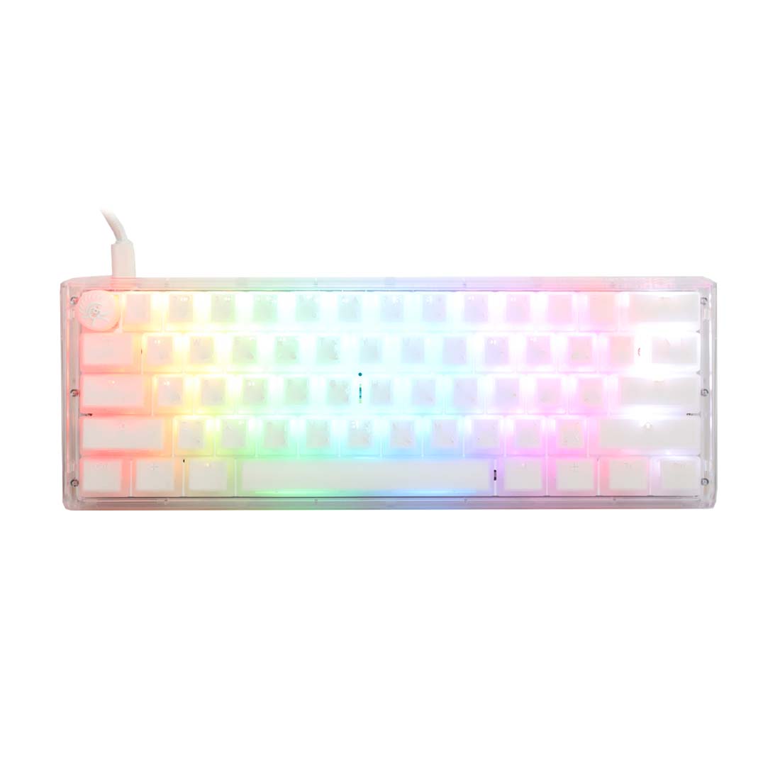 Ducky One 3 Mini Aura 60% Wired Mechanical Gaming Keyboard - Red Switch - White - لوحة مفاتيح - Store 974 | ستور ٩٧٤