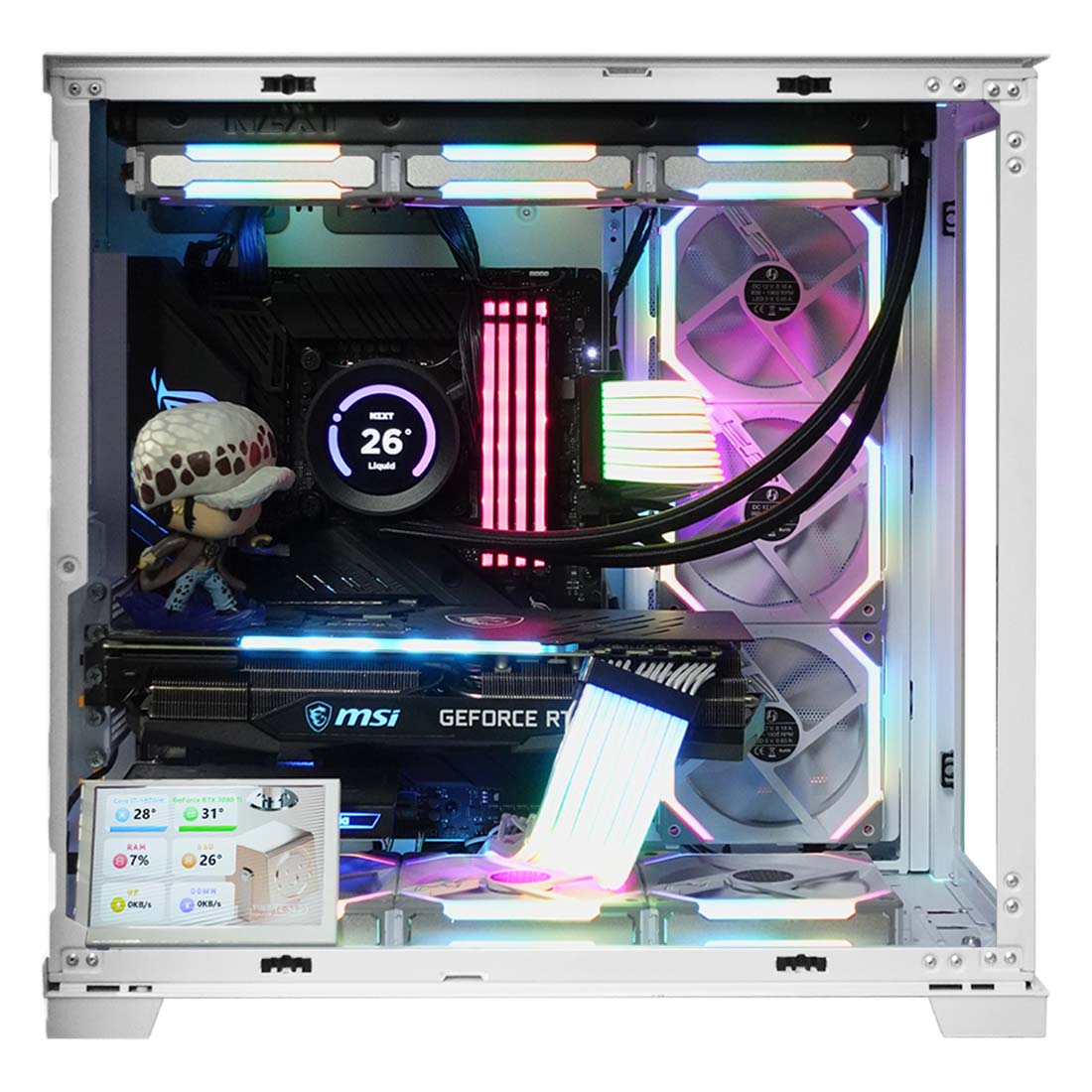 (Pre-Owned) Gaming PC Intel Core i7-10700 w/ MSI GeForce RTX 3080TI Gaming X Trio & Lian Li O11 - White - كمبيوتر مستعمل - Store 974 | ستور ٩٧٤