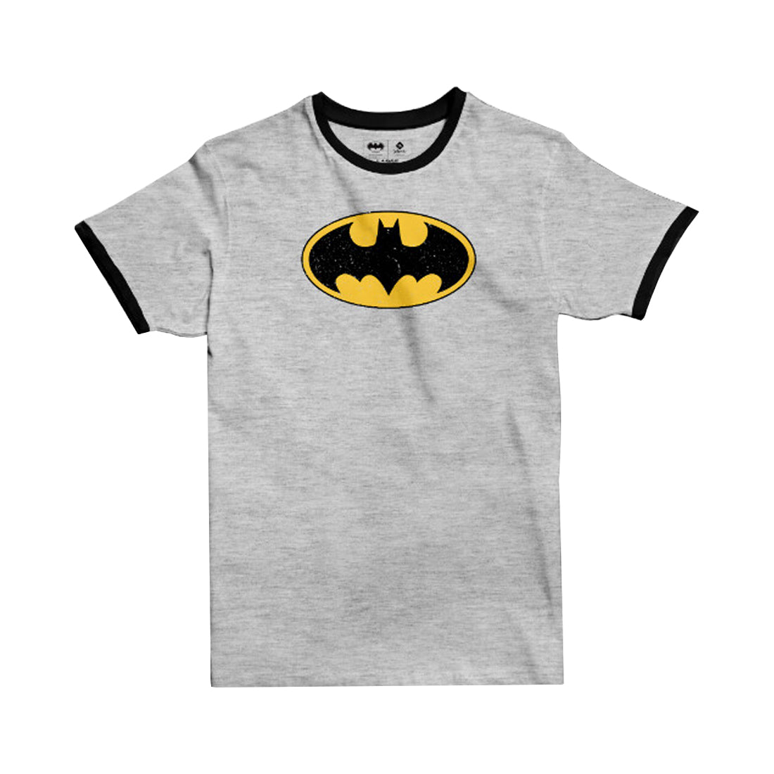 Jobedu Batman Logo Ringer T-shirt - Grey Mélange & Black - تي-شيرت - Store 974 | ستور ٩٧٤