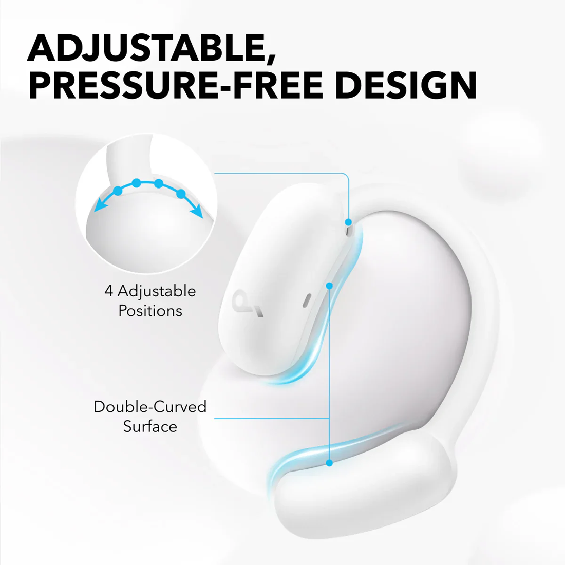 AeroFit 2 Adjustable Open-Ear Wireless Earbuds - White - سماعات AeroFit 2 Adjustable Open-Ear Wireless Earbuds - White - سماعات