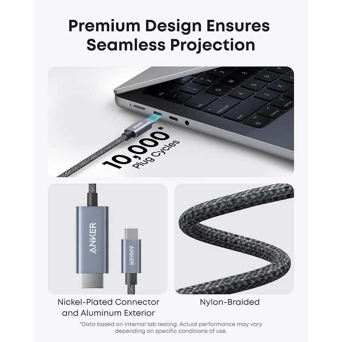 Anker A87E0 Nano USB-C to HDMI 4K Braided Cable (6ft/1.8m) - أكسسوارات
