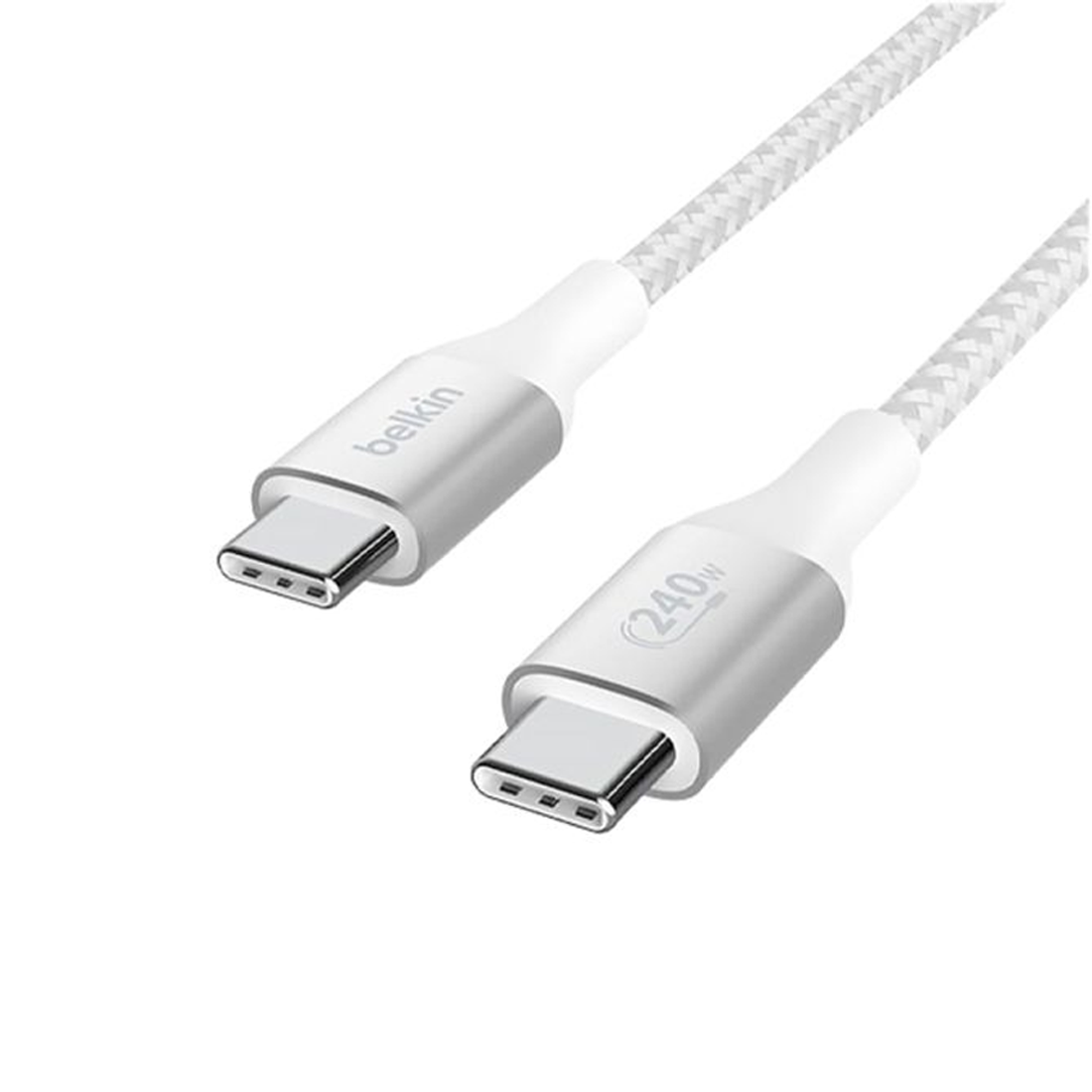 Belkin Boostargharge مضفر 240W USB -C إلى كابل USB -C 1M - أبيض - كABL شحn Belkin Boostargharge مضفر 240W USB -C إلى كابل USB -C 1M - أبيض - كABL شحn