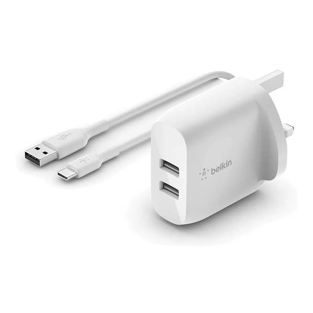 Belkin BoostCharge Dual USB-A 24W Wall Charger - White - شاحن - Store 974 Electronics WLL  | ستور٩٧٤ للالكترونيات ذ.م.م