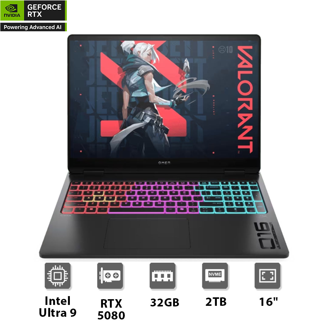 HP Omen Max 16-ah0003ne Ultra 9 - 275HX, NVIDIA® GeForce RTX™ 5080, 32 GB DDR5, Gaming Laptop - حاسوب محمول
