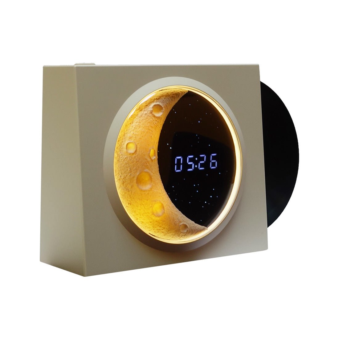 Record Clock Display Moon Lamp - White - إضاءة - Store 974 | ستور ٩٧٤