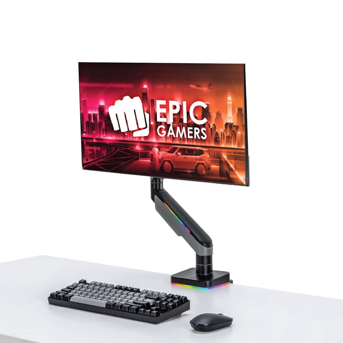 Epic Gamers Elite Single Gas Spring RGB Monitor Arm - Grey - حامل شاشة - Store 974 | ستور ٩٧٤