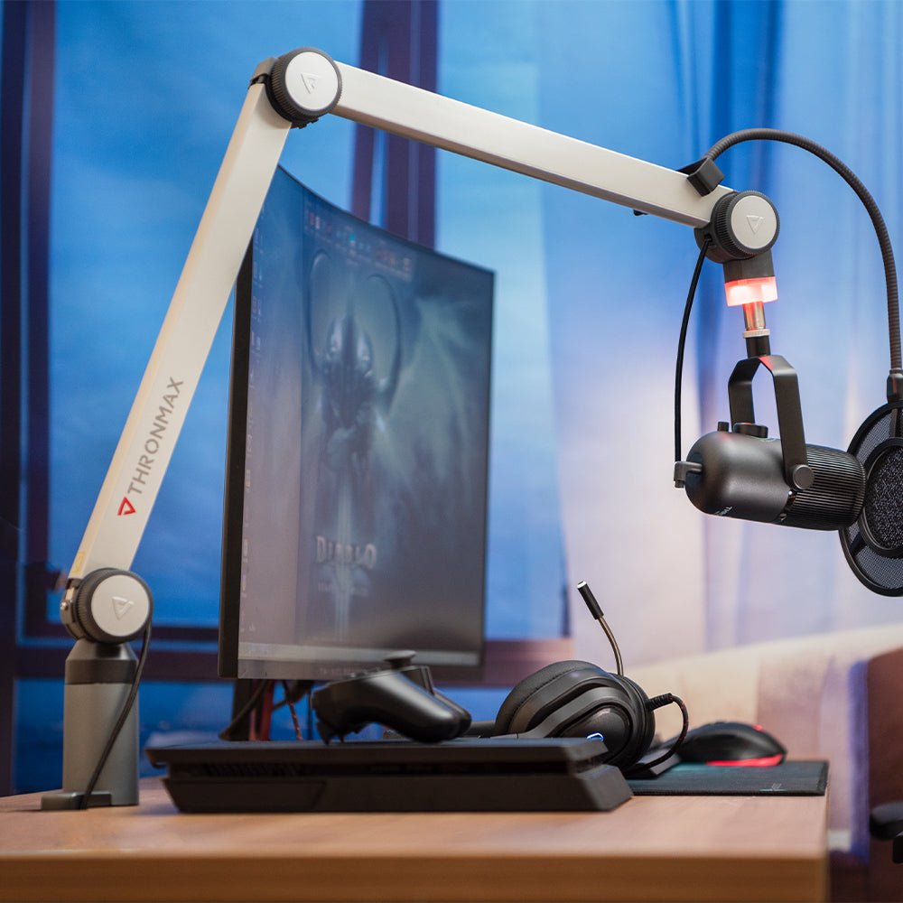 Thronmax S1 Caster Clamp-On Boom Stand with Integrated USB Cable - حامل ميكروفون Thronmax S1 Caster Clamp-On Boom Stand with Integrated USB Cable - حامل ميكروفون