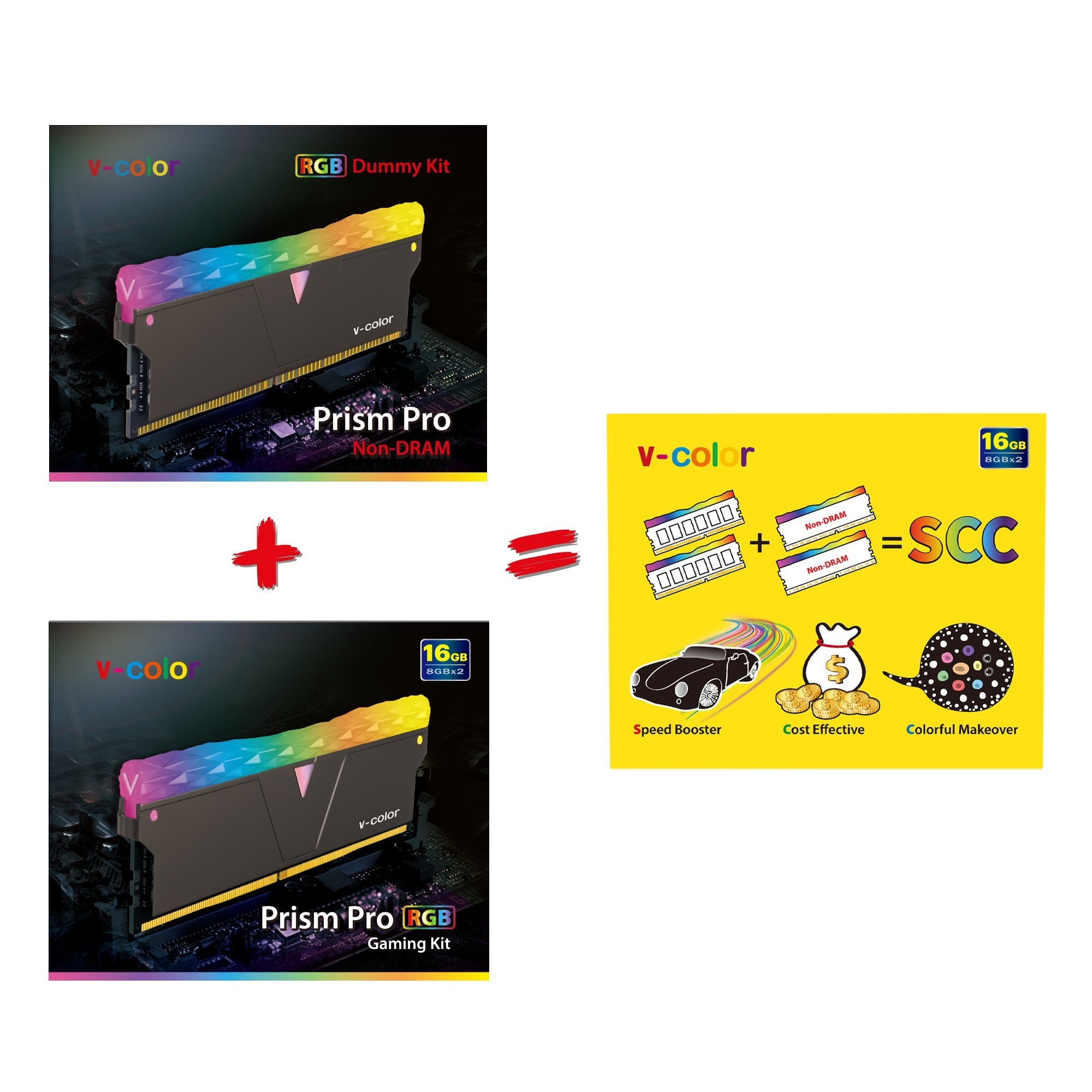 V-Color Prism Pro RGB SCC Kit 16GB (2x8GB) 3200Mhz DDR4 - Black - الذا ...
