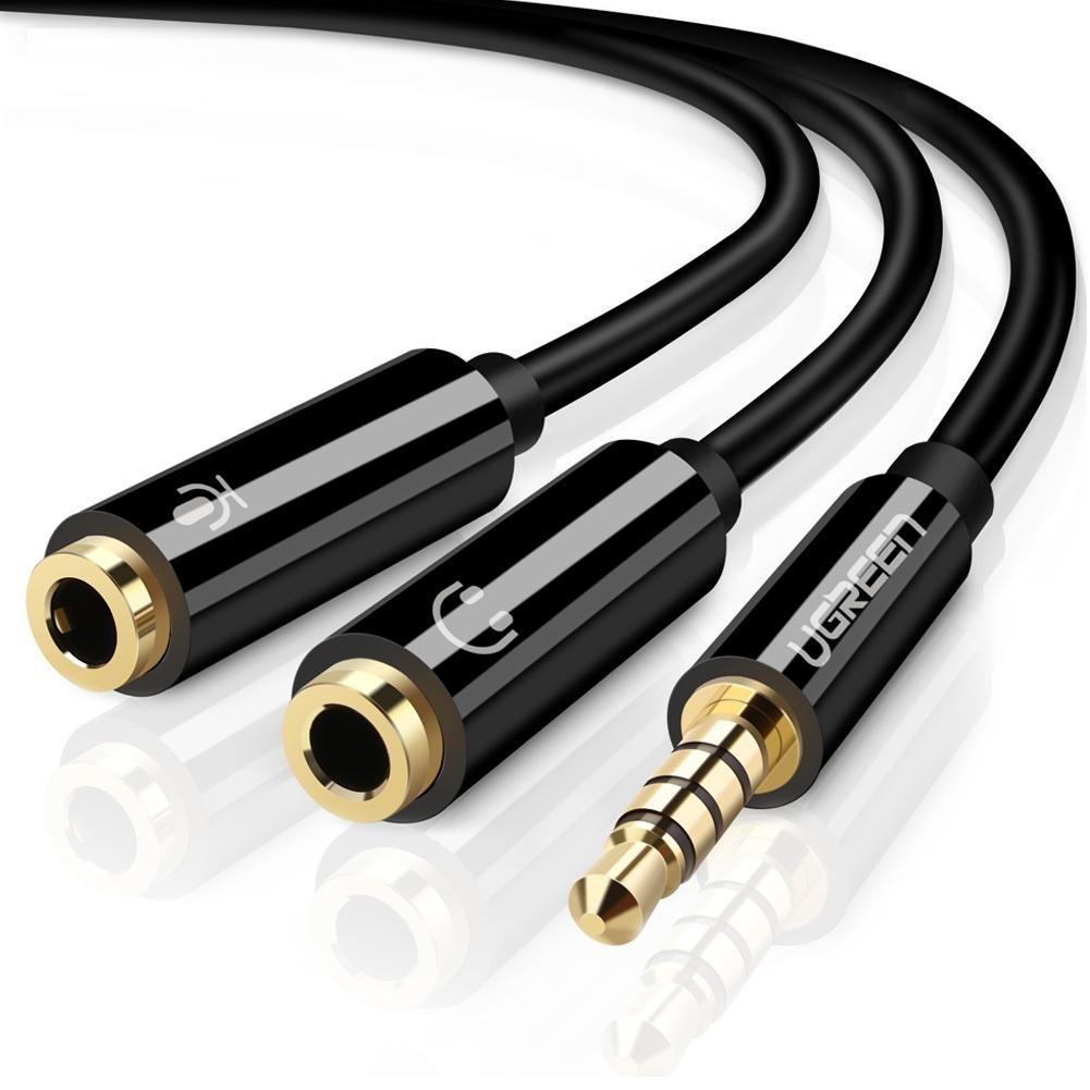 Ugreen Headphone Splitter Cable with Mic - Black - Store 974 | ستور ٩٧٤