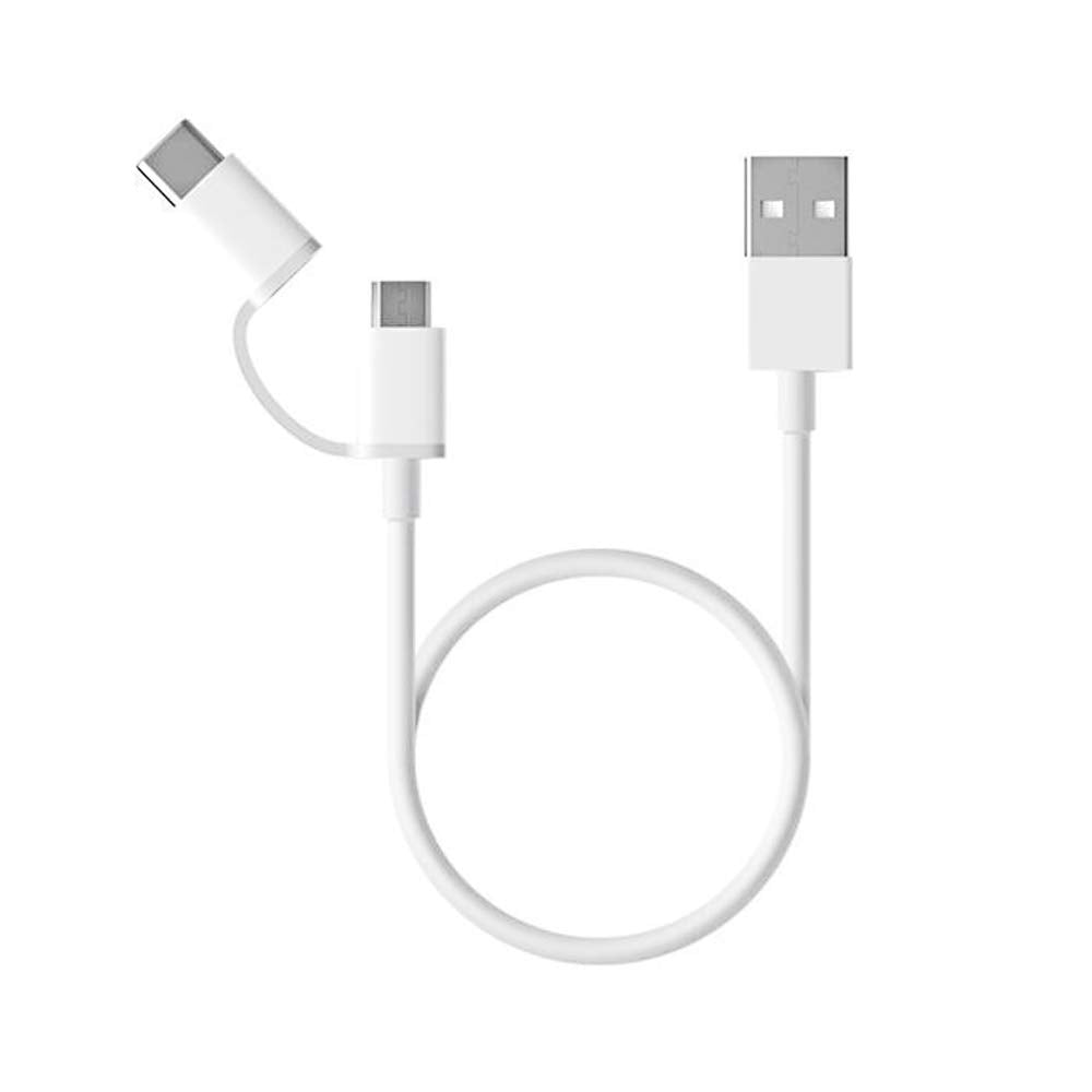 Xiaomi Mi 2in1 Cable Micro USB to Type-C 30cm - White - Store 974 | ستور ٩٧٤