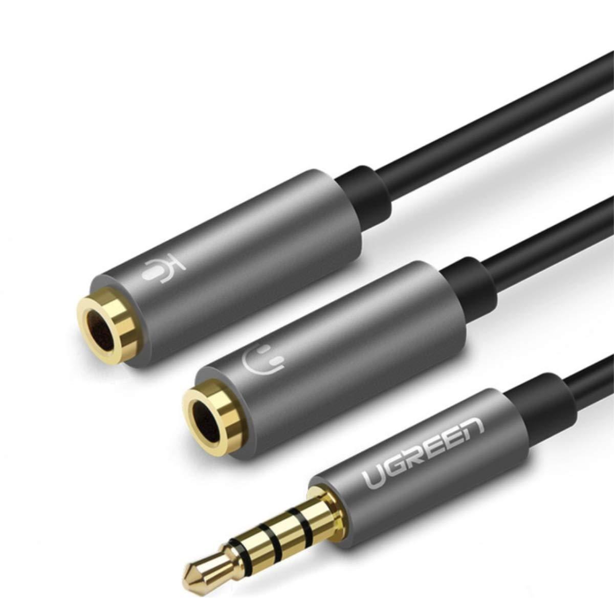 كابل فاصل سماعة الرأس Ugreen مع MIC - Gray - كabl كابل فاصل سماعة الرأس Ugreen مع MIC - Gray - كabl