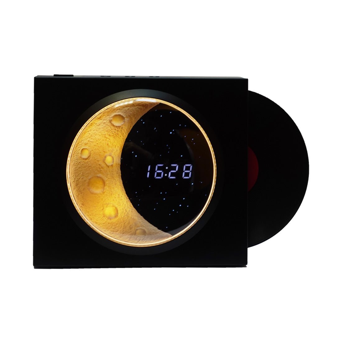 Record Clock Display Moon Lamp - Black - إضاءة Record Clock Display Moon Lamp - Black - إضاءة