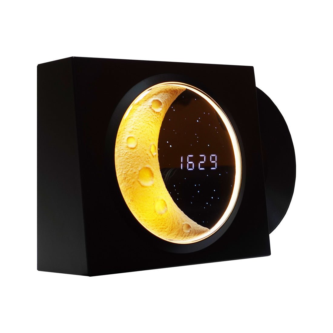 Record Clock Display Moon Lamp - Black - إضاءة Record Clock Display Moon Lamp - Black - إضاءة