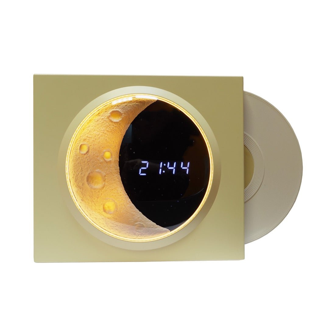 Record Clock Display Moon Lamp - Yellow - إضاءة - Store 974 | ستور ٩٧٤