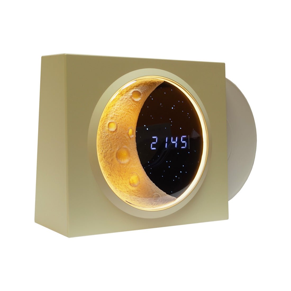 Record Clock Display Moon Lamp - Yellow - إضاءة - Store 974 | ستور ٩٧٤