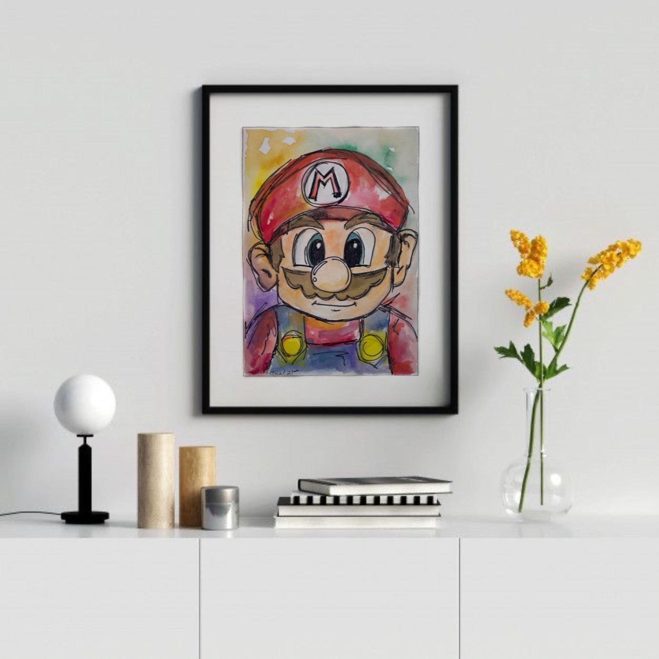 Mario Watercolor Painting - Store 974 | ستور ٩٧٤