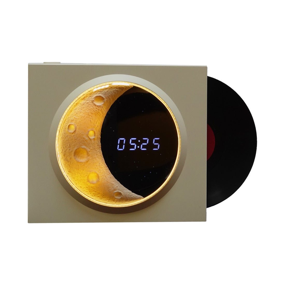 Record Clock Display Moon Lamp - White - إضاءة - Store 974 | ستور ٩٧٤