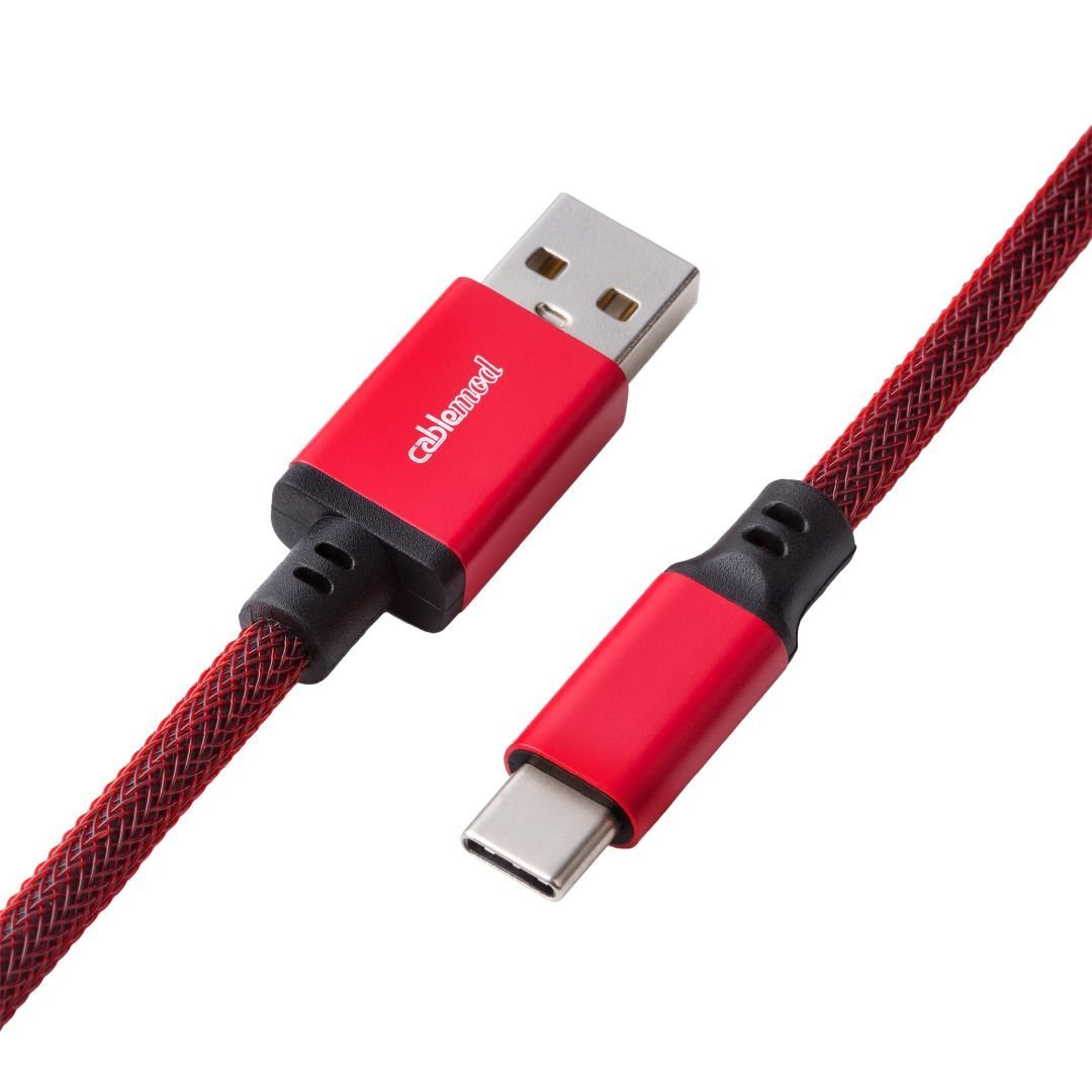 CableMod Classic Coiled Keyboard Cable (Republic Red, USB A to USB Type C, 150cm) - كابل CableMod Classic Coiled Keyboard Cable (Republic Red, USB A to USB Type C, 150cm) - كابل