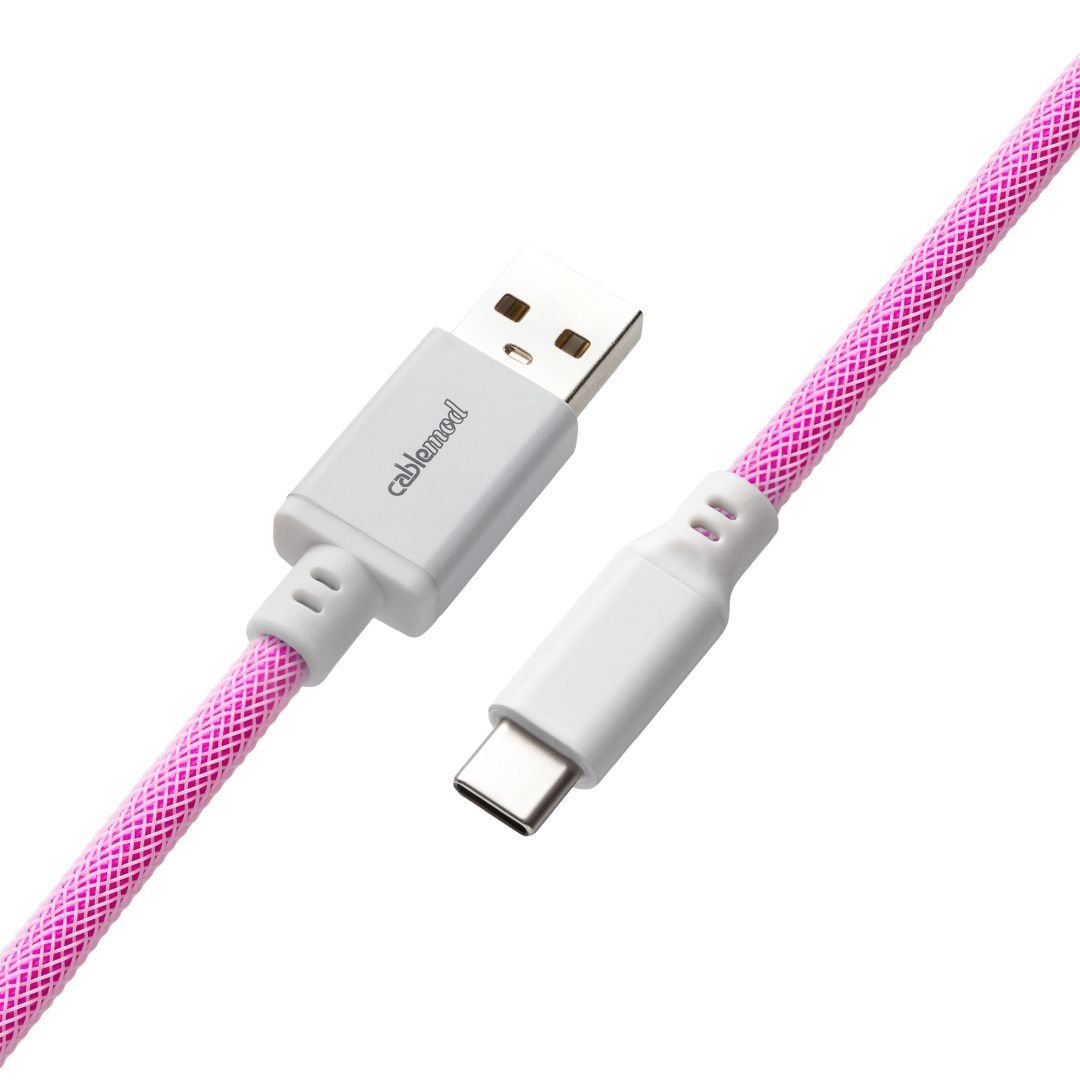 CableMod Classic Coiled Keyboard Cable (Strawberry Cream, USB A to USB Type C, 150cm) - Store 974 | ستور ٩٧٤