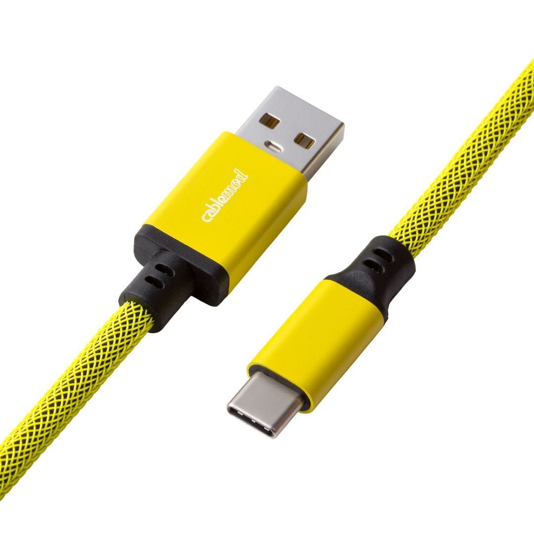 CableMod Classic Coiled Keyboard Cable (Dominator Yellow, USB A to USB Type C, 150cm) - كابل CableMod Classic Coiled Keyboard Cable (Dominator Yellow, USB A to USB Type C, 150cm) - كابل