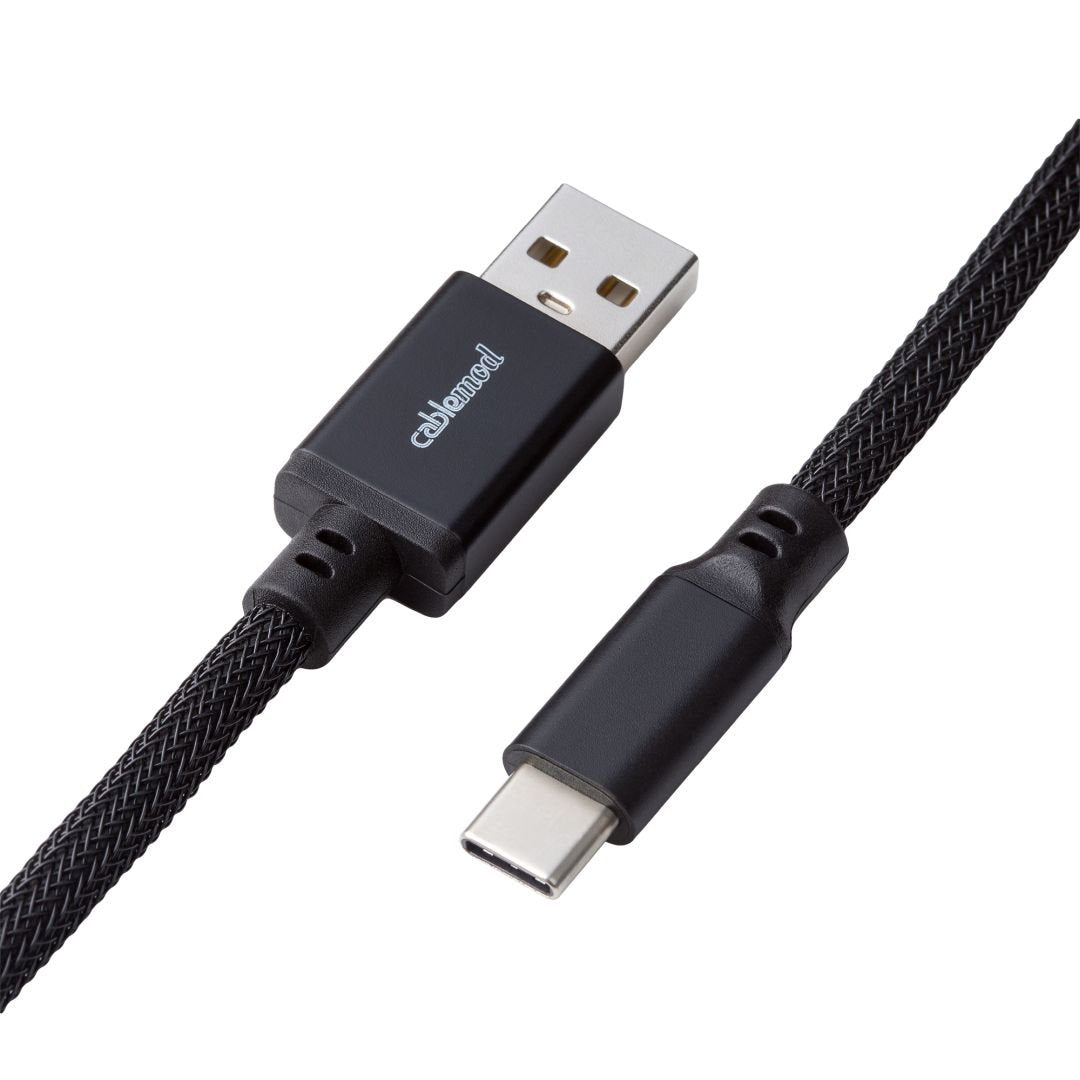 CableMod Pro Coiled Keyboard Cable (Midnight Black, USB A to USB Type C, 150cm) - Store 974 | ستور ٩٧٤