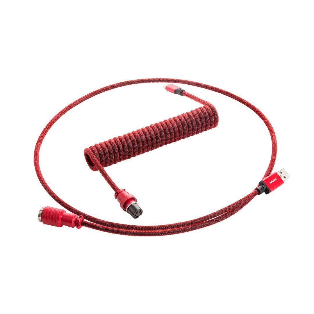 CableMod Pro Coiled Keyboard Cable (Republic Red, USB A to USB Type C, 150cm) - كابل CableMod Pro Coiled Keyboard Cable (Republic Red, USB A to USB Type C, 150cm) - كابل