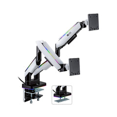 Epic Gamers Elite Dual Gas Spring RGB Monitor Arm - White - حامل شاشة