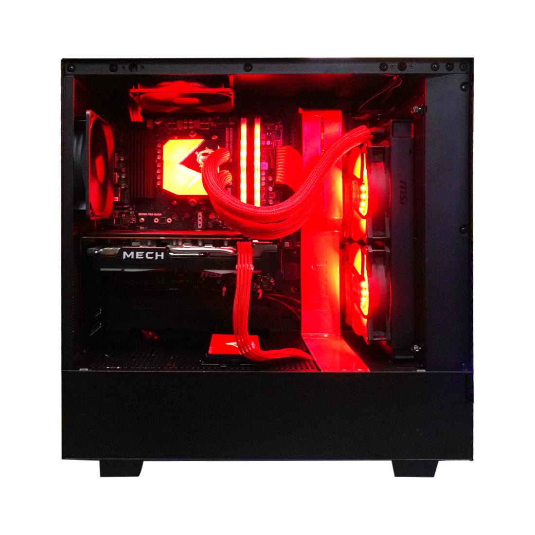 (Pre-Built) Gaming PC AMD Ryzen 5 5600X w/ MSI RX 6600 Mech 2X Radeon & NZXT H510i - Black/Red - Store 974 | ستور ٩٧٤