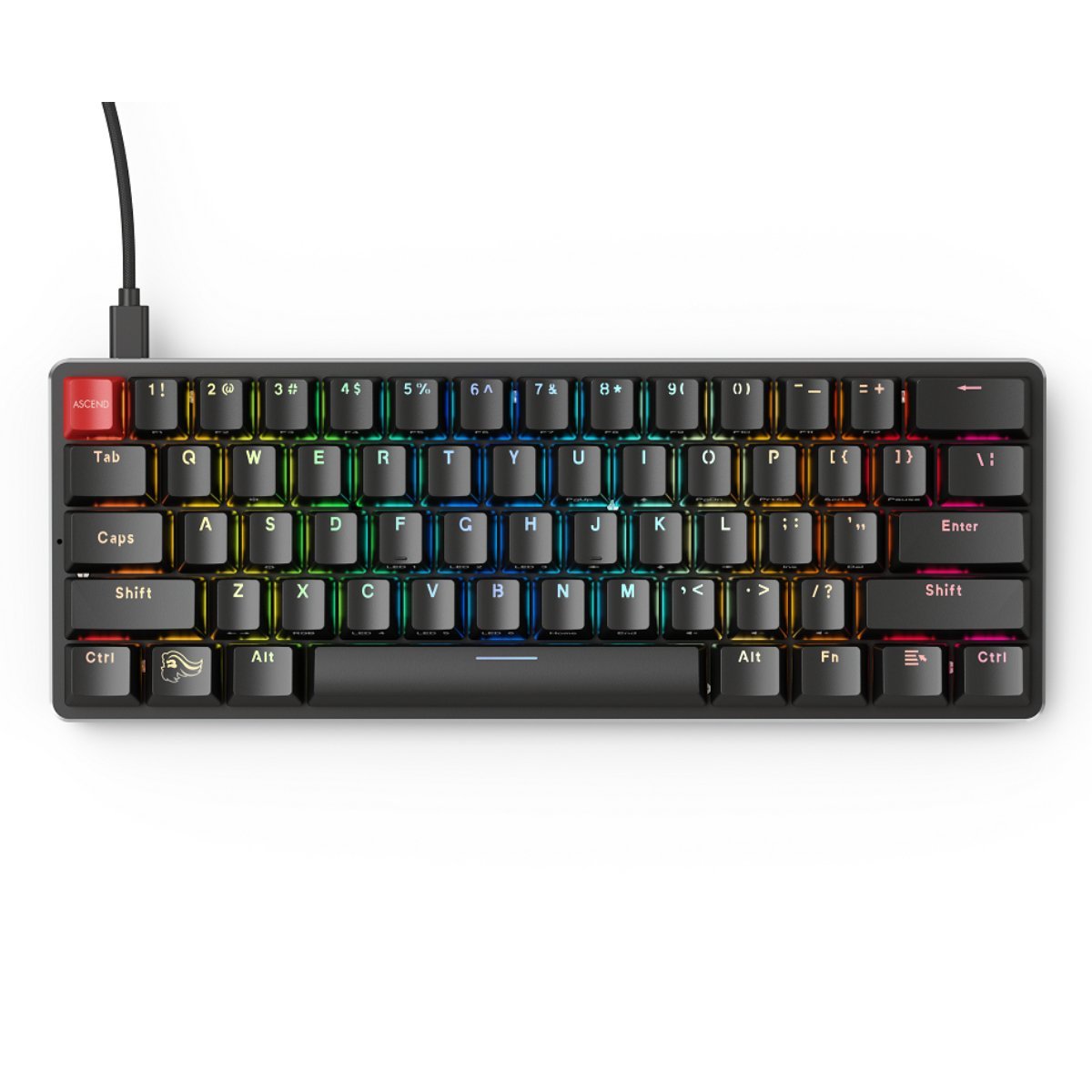 Glorious Modular Mechanical Gaming Keyboard - 60% Compact Size (61 Key) - RGB LED Backlit, Brown Switches, Hot Swap Switches - Black - Store 974 | ستور ٩٧٤