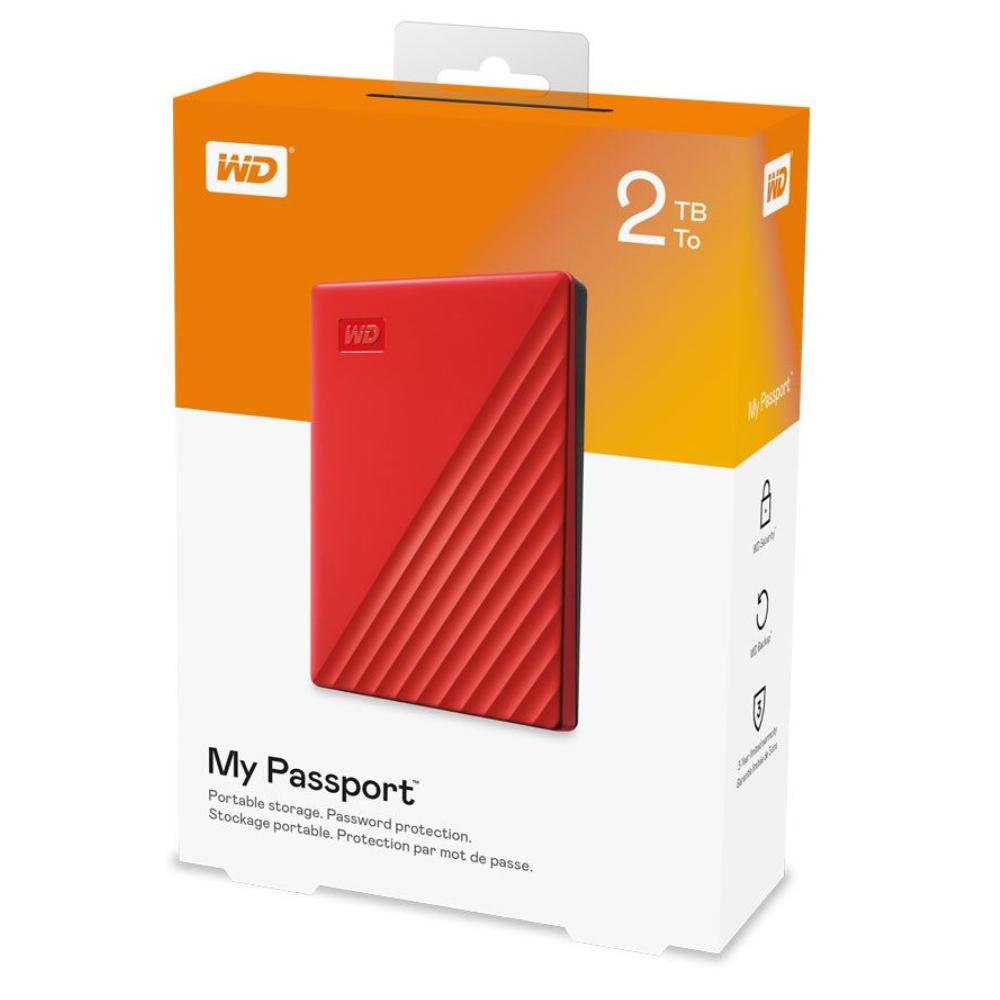 WD My Passport 2TB USB 3.2 1st Gen External Hard Drive - Red - Store 974 | ستور ٩٧٤