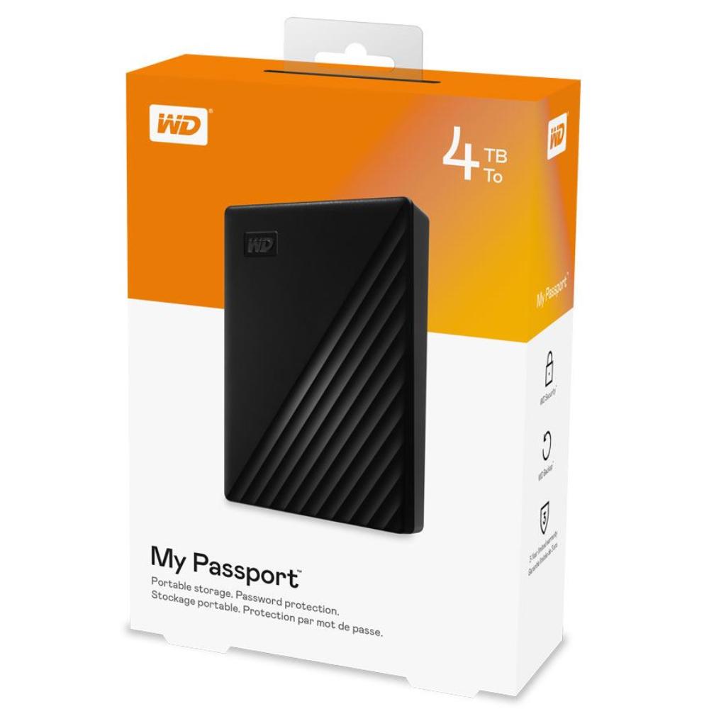 WD My Passport 4TB USB 3.2 1st Gen External Hard Drive - Black - Store 974 | ستور ٩٧٤