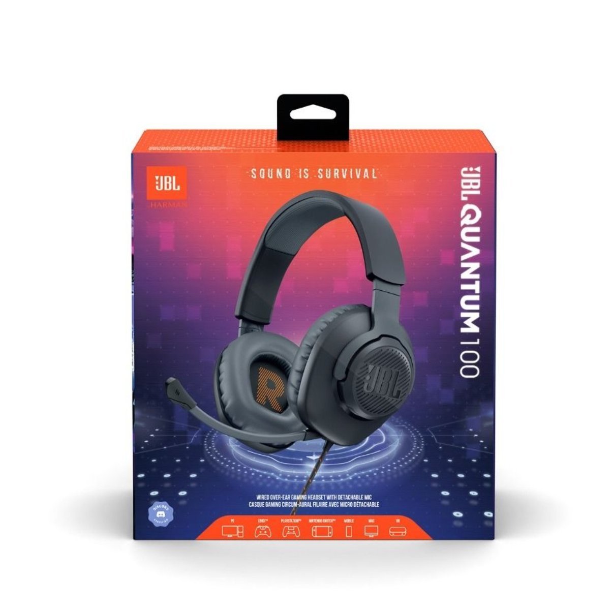 JBL Quantum 100 Wired Over-Ear Gaming Headset - Blue - Store 974 | ستور ٩٧٤