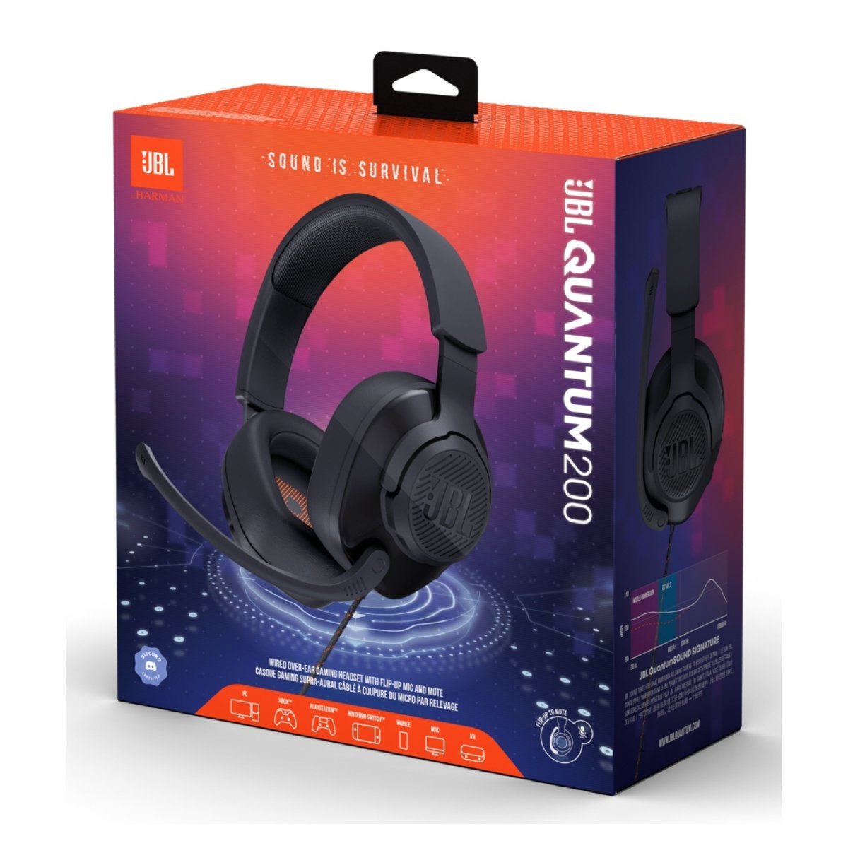 JBL Quantum 200 Wired Over-Ear Gaming Headset - Black - Store 974 | ستور ٩٧٤