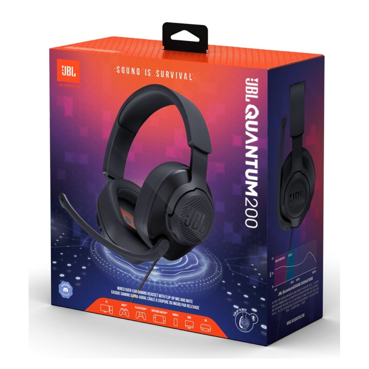 JBL Quantum 200 Wired Over -are Geadset - Black - Smauة JBL Quantum 200 Wired Over -are Geadset - Black - Smauة