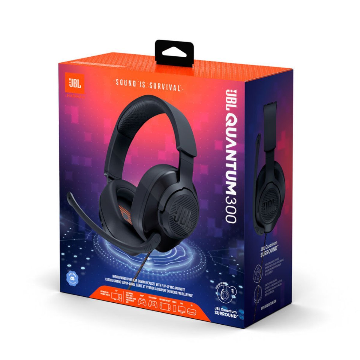 JBL Quantum 300 Wired Over-Ear Gaming Headset - Black - سماعة JBL Quantum 300 Wired Over-Ear Gaming Headset - Black - سماعة