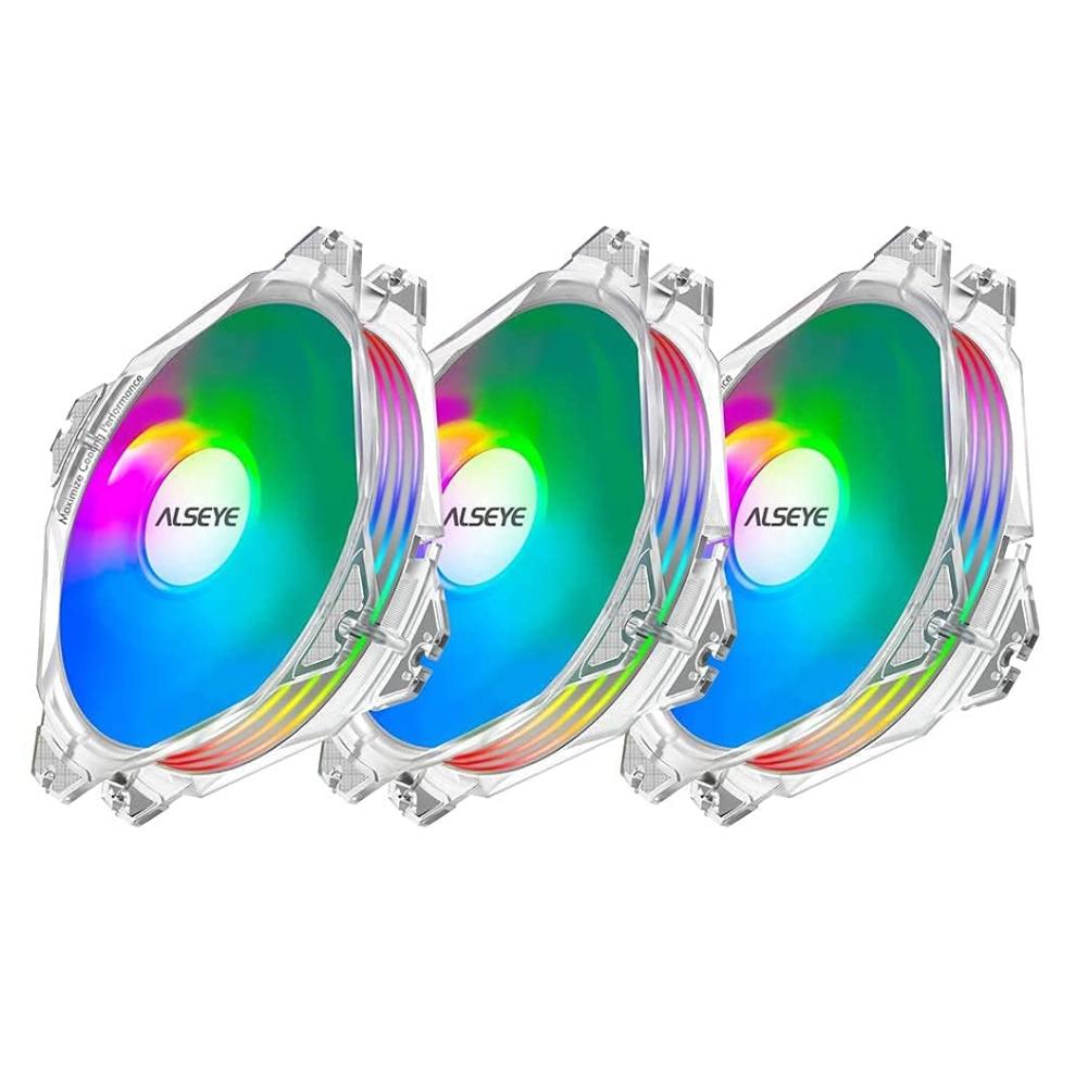 Alseye M120 -P RGB Triple Fan Max Series Kit - White - Meroحة Tbridyd Alseye M120 -P RGB Triple Fan Max Series Kit - White - Meroحة Tbridyd