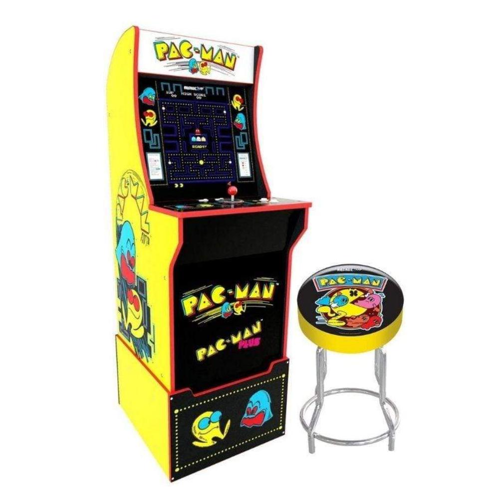 Arcade Pac-Man Home Arcade Game w/ Light Up Marquee, Licensed Stool & Riser - Store 974 | ستور ٩٧٤