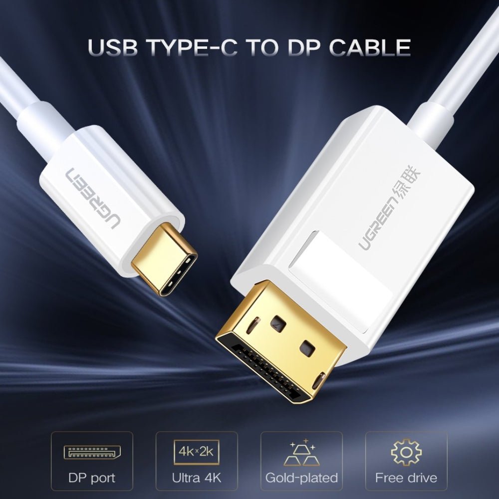 Ugreen USB Type-C To Displayport Cable 1.5M - White - محول - Store 974 | ستور ٩٧٤