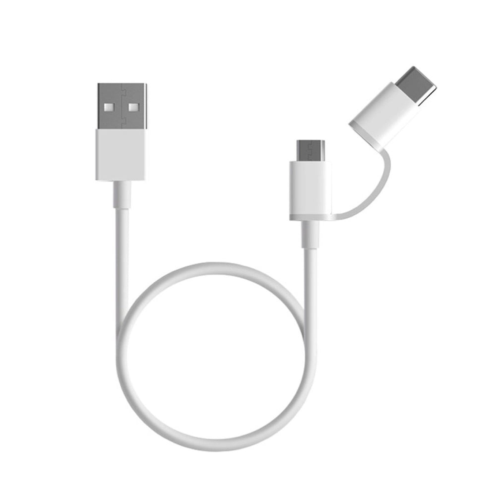 Xiaomi Mi 2in1 USB Cable Micro to Type-C 100cm - White - Store 974 | ستور ٩٧٤