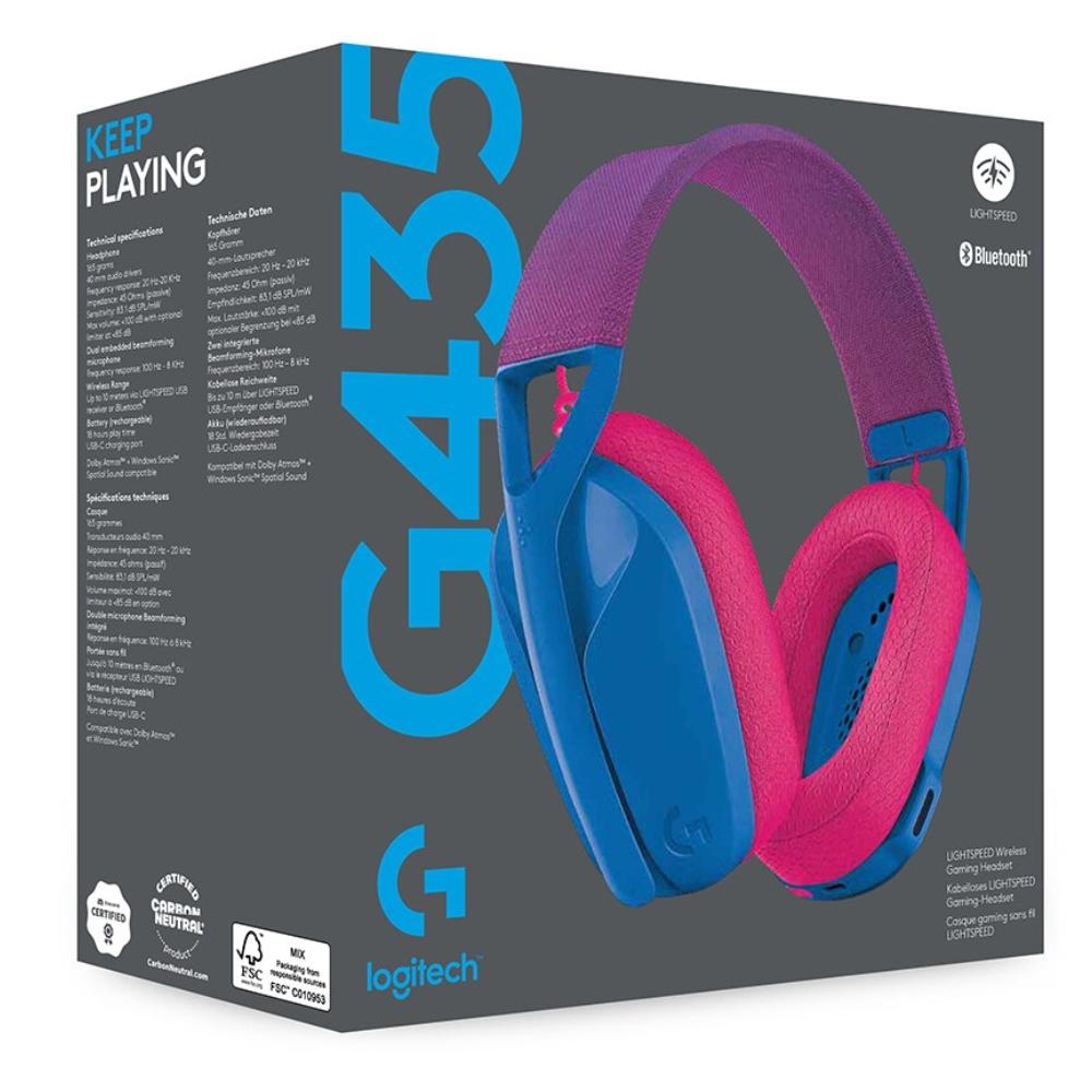 Logitech G435 Lightspeed Wireless Gaming Headset - Blue/Raspberry - سماعة Logitech G435 Lightspeed Wireless Gaming Headset - Blue/Raspberry - سماعة