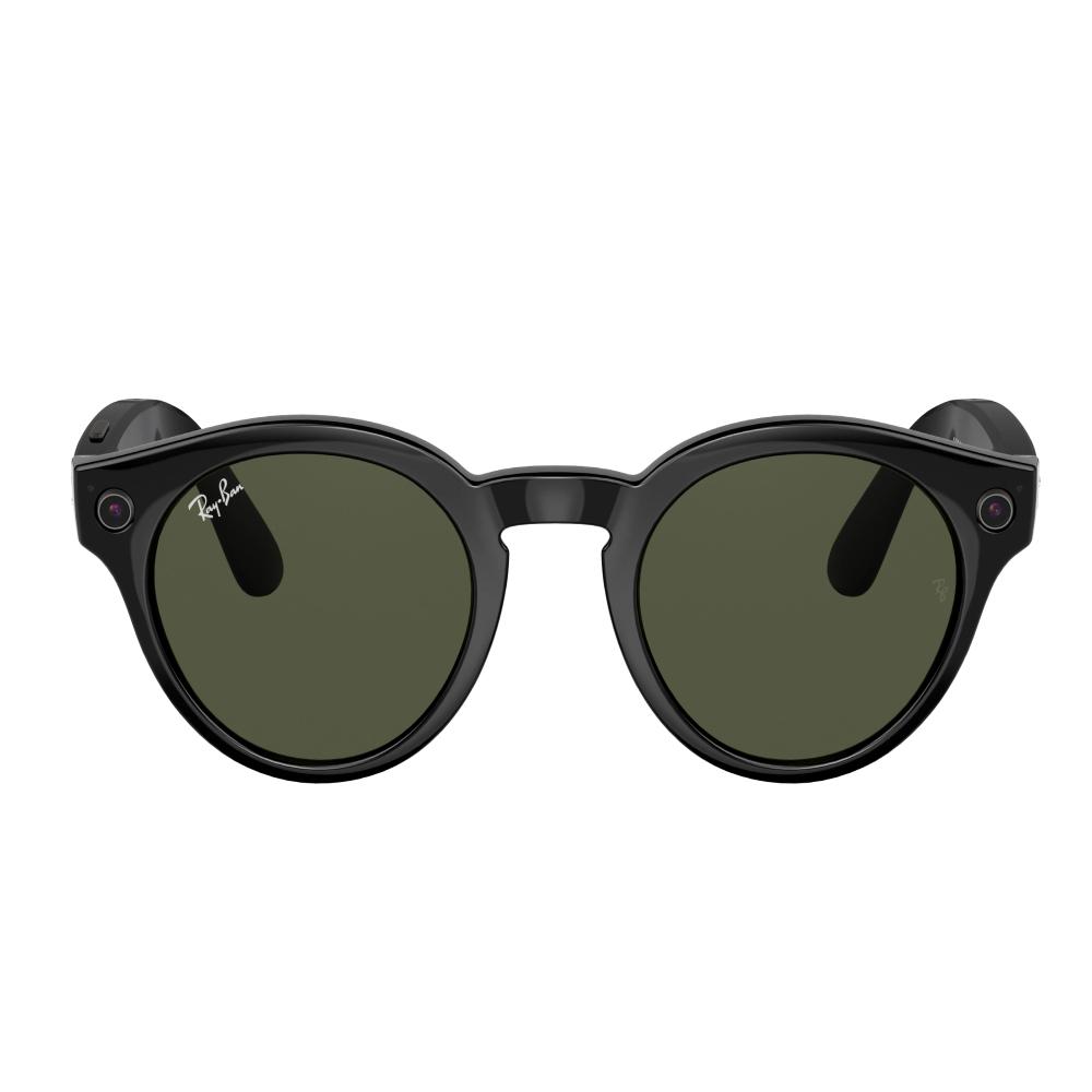 Ray-Ban Round Stories Smart Glasses - Black/Green - Store 974 | ستور ٩٧٤
