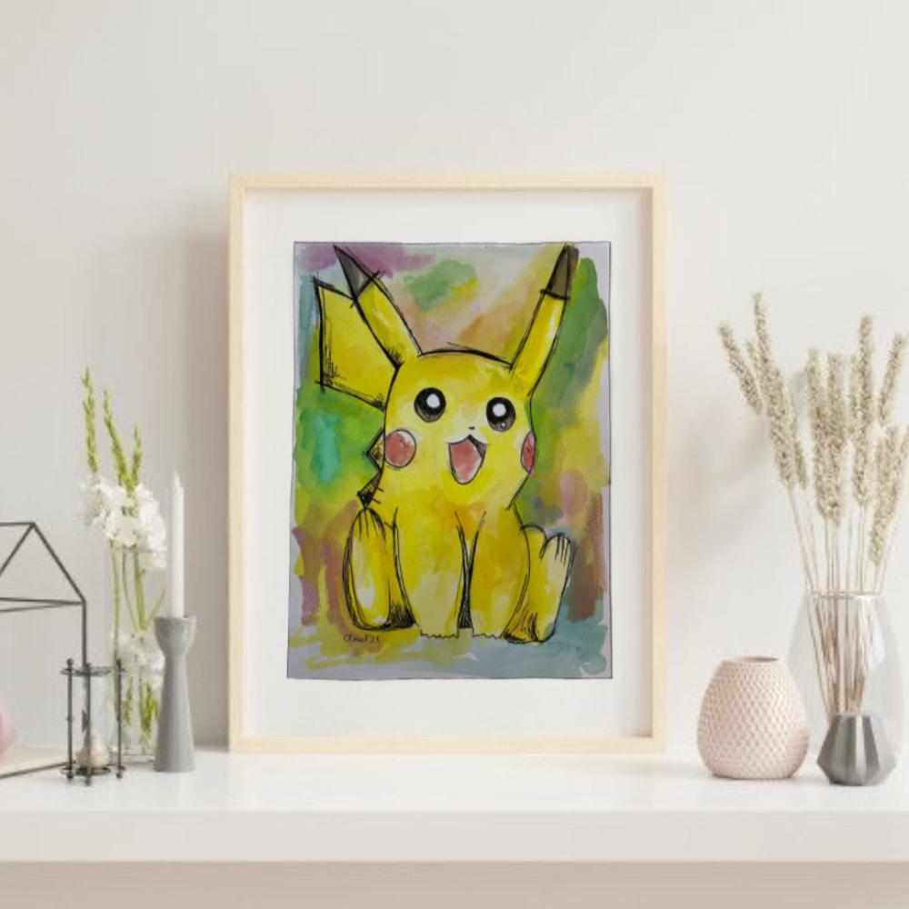 Pikachu Watercolor Painting - Store 974 | ستور ٩٧٤