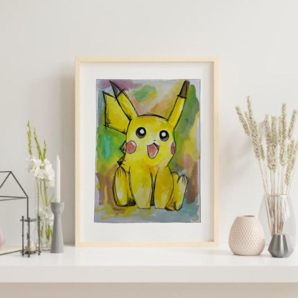Pikachu Watercolor Painting - لوحة فنية Pikachu Watercolor Painting - لوحة فنية