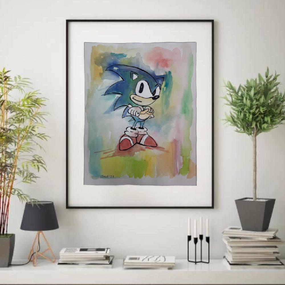 Sonic the Hedgehog Watercolor Painting - Store 974 | ستور ٩٧٤