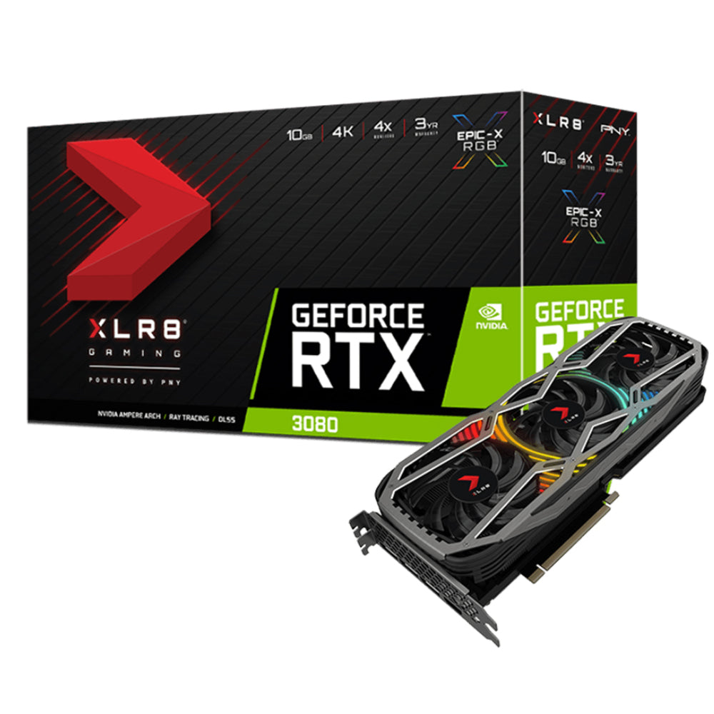 PNY GeForce RTX 3080 10GB XLR8 Gaming REVEL EPIC-X RGB Triple Fan LHR Graphics Card - Store 974 | ستور ٩٧٤